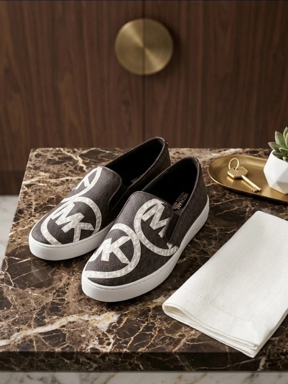 "MICHAEL" Michael  Kors Wheaton Logo Slip-On Sneakers. Women's 7